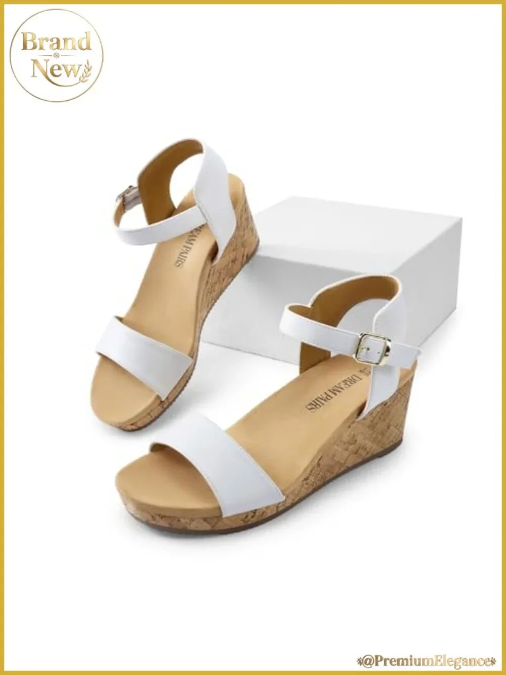 Womens Cushioned Platform Wedge Sandals Cork 3 Inch Heel Ankle Strap
